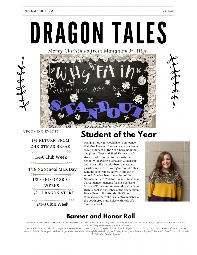 Newsletter Mangham Junior High School